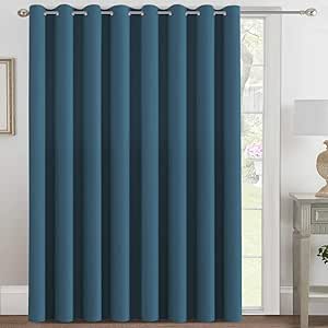 H.VERSAILTEX Blackout Patio Curtains 100 x 96 Inches for Sliding Door Extral Wide Blackout Curtain Panels Thermal Insulated Room Divider - Grommet Top, 8' Tall by 8.5' Wide - Dark Teal