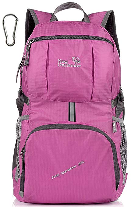 Outlander Packable Lightweight Travel Hiking Backpack Daypack (New Pink)