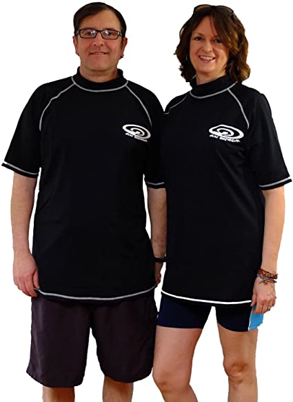 Sun Emporium Plus Size Rash Guard Swim Shirt - UV Protection - Men & Women - Black
