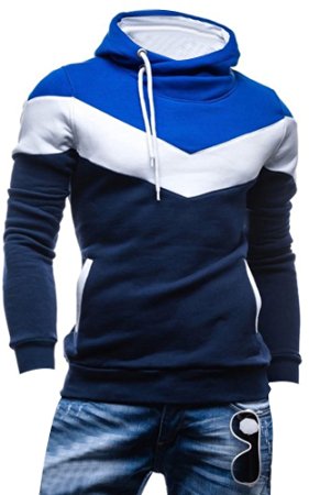 Kiistyle Men Cotton Blended Mixed Colors Slim Fleece Hooded Hedging Sweater