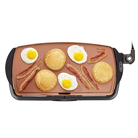 BELLA 10.5 x 20 Inch Copper Titanium Coated Electric Non-Stick Griddle, 1500 Watts 14606