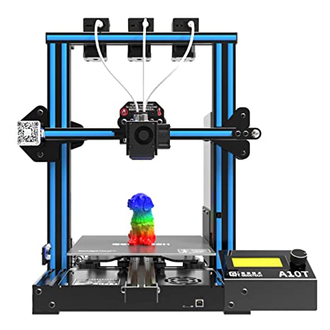 Geeetech A10T Tricolor 3D Printer,with The Newest GT2560 4.0 Open Source Control Board,Filament Dectector,Breaking-resuming,Self-Leveling Function,220×220×260mm³