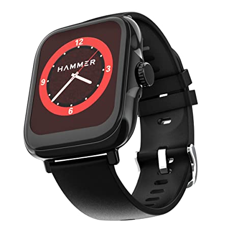 Hammer Ace 4.0 Calling Smart Watch with Large 1.85" IPS Display, Dual Mode, Spo2, Heart Rate, Strong Metallic Body & Skin Friendly Strap (Black)