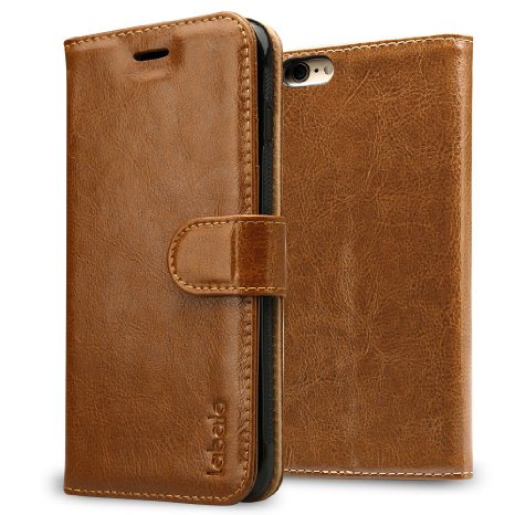 iPhone 6S Wallet Case, Labato iPhone 6/6S Leather Wallet Case Cover With Self-Stand Feature iPhone 6 Flip Cases with Card Slots and Cash Compartment for Apple iPhone 6/6s 4.7"- Brown (lbt-I6S-07Z20)