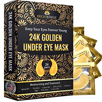 Under Eye Collagen Patch, 24K Gold Anti-Aging Mask, Treatment Pads for Puffy Eyes & Bags, Dark Circles and Wrinkles, with Hyaluronic Acid, Hydrogel, Deep Moisturizing Improves elasticity, 24 Pairs