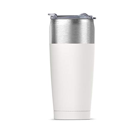 Asobu Tied Tumbler High Performance Double Walled Insulated Stainless Steel Travel Coffee Mug - Large 20 Ounce Coffee Cup (White)