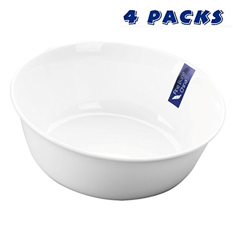 WINCANG 6" Fine Bone China Cereal/Soup Bowl Set - 4 Packs,White - 1163