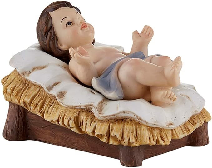 Resin Baby Jesus Christ in Manger 2 Piece Nativity Set, 4 Inch
