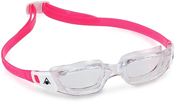 Aqua Sphere Kameleon Junior Swim Goggles with Clear Lens (Pink). UV Protection Anti-Fog Swimming Goggles for Kids, Clear Lens/Trans/White