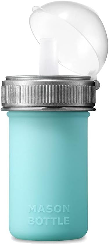 Mason Bottle Silicone Squeeze Pouch - Lightweight, Bite-Proof, Soft Food and Liquid Friendly, BPA & BPS Free, Dishwasher Safe, Made in The USA (8 Ounce, Teal) (8 OZ, Teal)