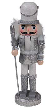 Clever Creations Traditional Soldier Nutcracker Collectible Wooden Christmas Nutcracker | Festive Holiday Decor | Sparkling White and Silver Uniform | Holding Halberd Axe | 100% Wood | 9.5” Tall