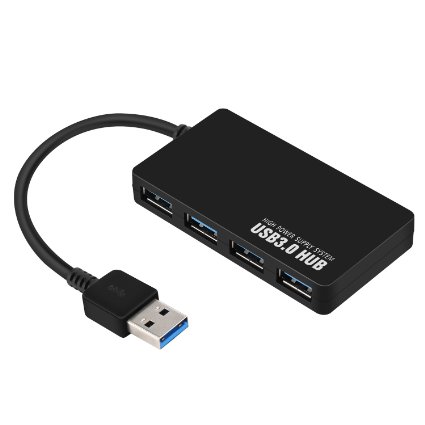 USB 3.0 Hub, Atolla Super Speed USB 3 Hub 4 Ports Ultra Thin Design for Computer Laptop (Black)