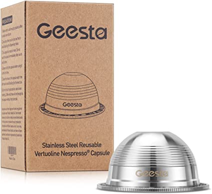 GEESTA Eco-Friendly Stainless Steel Reusable Capsule for Nespresso Vertuoline-Small Cup Size 2.5oz