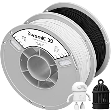 Matte PLA Filament 1.75mm, Duramic 3D Black White PLA Filament 1kg, Dimensional Accuracy  /- 0.05 mm, Fit FDM 3D Printer, Matte PLA Black White 2 Pack