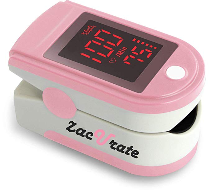 Zacurate Portable and Reliable SpO2 & PR Meter, Accurate Heart Rate Monitor with Lanyard and Batteries Included (Pink)