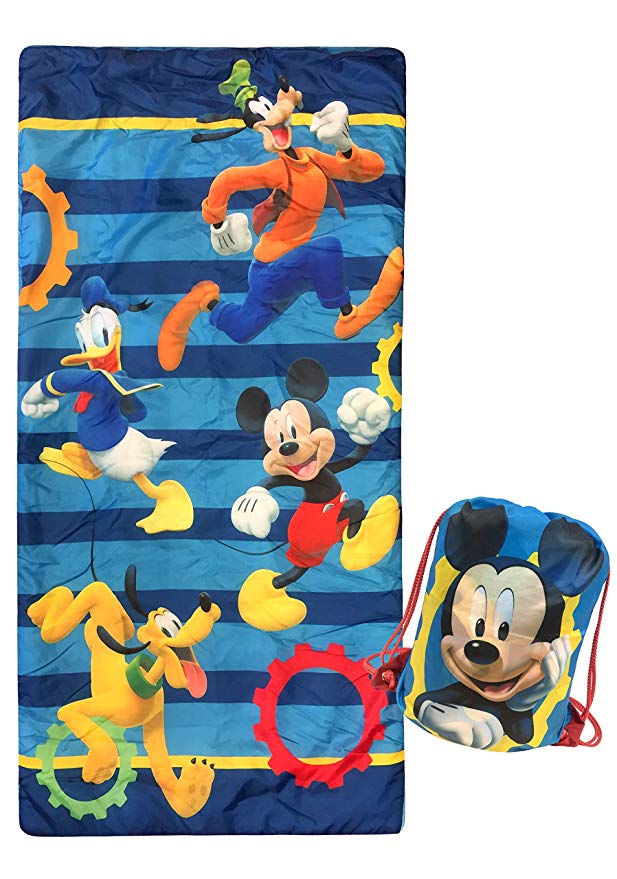 Disney Junior Mickey Mouse Clubhouse Get Going Slumber Sack - Cozy & Warm Kids Lightweight Slumber Bag/Sleeping Bag - Featuring Mickey Mouse, Donald Duck, Goofy, & Pluto (Official Disney Product)