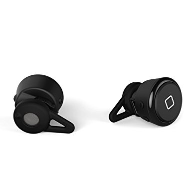 Wireless Bluetooth Earphone, Bodecin Mini Smart Rechareable High Grain Bluetooth Headset/Earpiece/Earbud/Headphone Bluetooth V4.1 Build in Mic with Ear Hook Vice Earphone USB Charging Cable (Black)