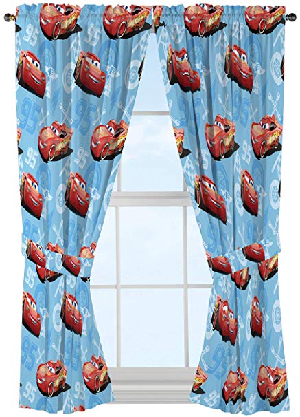 Jay Franco Disney/Pixar Cars 95 63" Inch Drapes 4 Piece Set - Beautiful Room Décor & Easy Set Up - Window Curtains Include 2 Panels & 2 Tiebacks (Official Marvel Product)