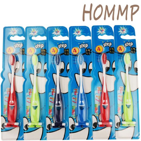 HOMMP Stand-up Children Toothbrush with Sucker6 Pcs