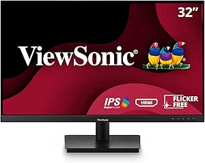 ViewSonic VA3209M 32 Inch IPS Full HD 1080p Monitor with Thin Bezels, 75Hz, Eye Care, HDMI, VGA (Renewed)