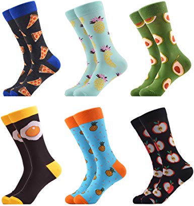 WeciBor Men's Dress Cool Colorful Fancy Novelty Funny Casual Combed Cotton Crew Socks Pack