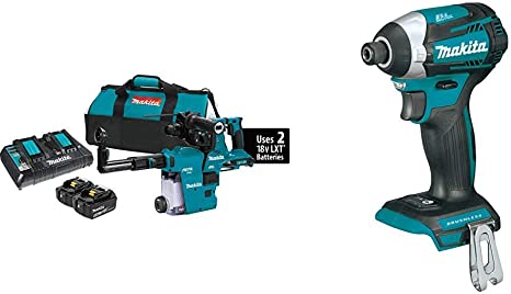 Makita XRH10PTW 18V X2 LXT® 36V Brushless 1-1/8" AVT® Rotary Hammer Kit, AFT®, AWS™ Capable with XDT14Z 18V LXT Brushless 3-Speed Impact Driver