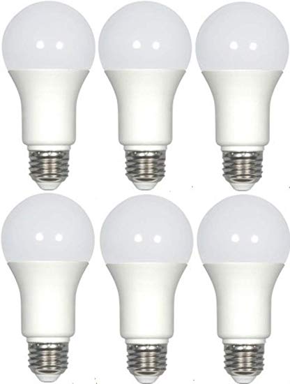 Satco S29837 Solid State LED Light Bulb (Pack of 6), Frosted Finish, 120 Volts, 9.8 Watts, 800 Initial Lumens, A19 Lamp Shape, Medium Base, E26 ANSI Base, 220' Beam Spread, 3500 Kelvin Temp, Dimmable