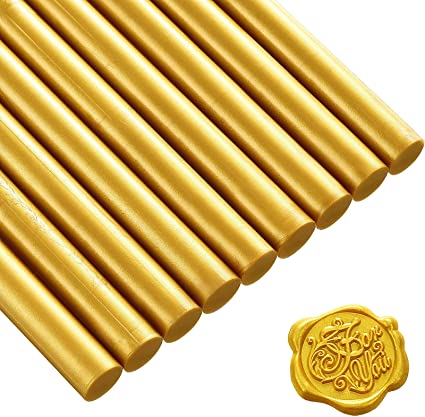 15 Pieces Glue Gun Sealing Wax Sticks for Retro Vintage Wax Seal Stamp and Letter, Great for Wedding Invitations, Cards Envelopes, Snail Mails, Wine Packages, Gift Wrapping (Gold)
