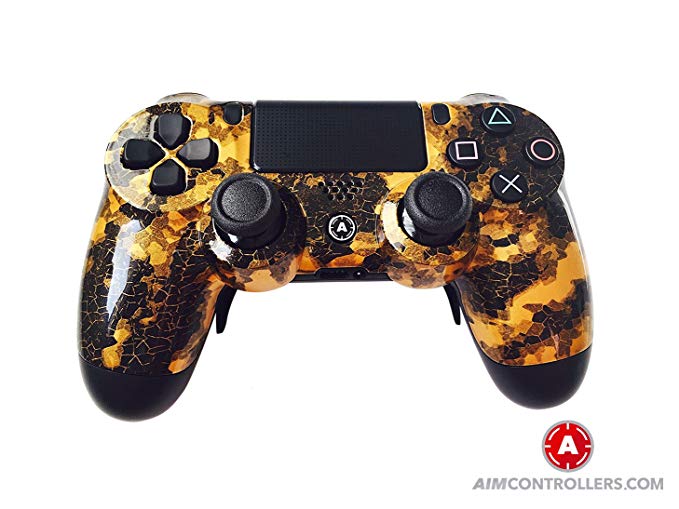 PS4 Wireless Custom AiMControllers Digi Camo Gold Design with Paddles. Left X, Right O.