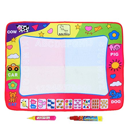 Aqua Doodle Mat, Large Magic Water Drawing Painting Writing Mat Pad Board, 2 Pen Develop Intelligence Sketch Learning Toy Gift for Boys Girls Toddlers Kids Children 4 Color 31.5 X 23.6 Inches D1