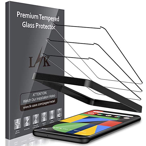 LK [3 Pack] Google Pixel 4 Screen Protector, [Tempered Glass][Case Friendly] Double Defence [Full Coverage]