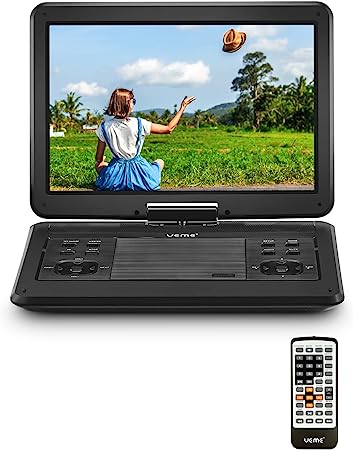 UEME 16''Portable DVD Player with 14''HD Large Screen, Mobile DVD Player for Kids with Rechargeable Battery, Support USB/SD Card/Sync TV and Multiple Disc Formats