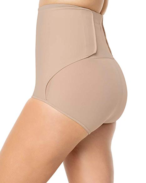 Leonisa High-Waist Slimming C-Section Postpartum Recovery Panty with Adjustable Belly Wrap