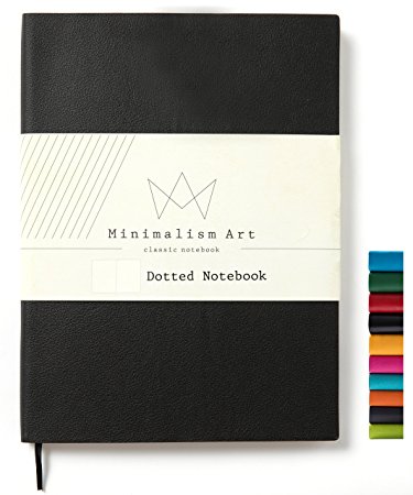 Minimalism Art | Soft Cover Notebook Journal, Size:5.8"X8.3", A5, Black, Dotted Grid Page, 192 Pages, Fine PU Leather, Premium Thick Paper - 100gsm | Designed in San Francisco