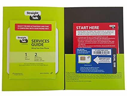 Straight Talk Sim Card (standard size) and Activation Instructions Card for AT&T & Unlocked GSM Phones