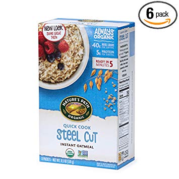 Nature’s Path Quick Cook Steel Cut Instant Oatmeal, Healthy, Organic, 8 Pouches per Box, 11.2 Ounces (Pack of 6)