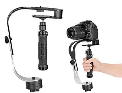 Casewarehouse Handheld Video Camera Stabilizer Steady Support for Sony Canon Nikon Digital Camera Camcorder VCR DV DSLR SLR, GoPro, Smartphones Supports max.2.1/lbs Rubber Handle Steadicam (Black)