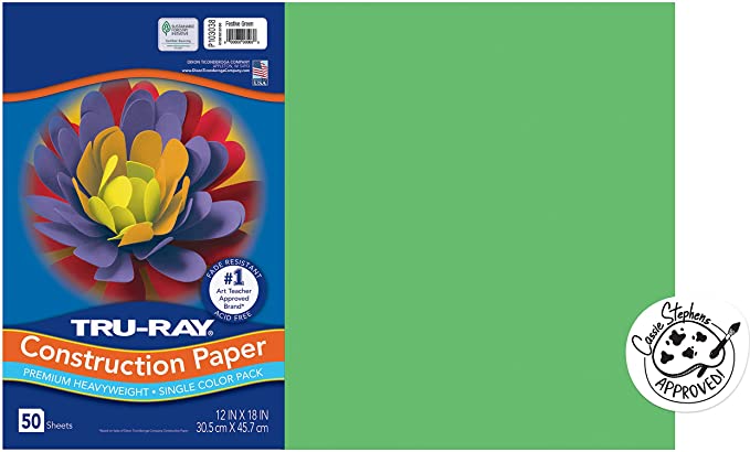 Tru-Ray® Heavyweight Construction Paper, Festive Green, 12" x 18", 50 Sheets