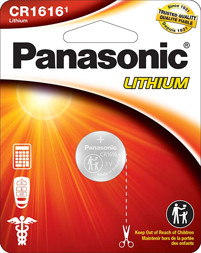 Panasonic CR1616 3.0 Volt Long Lasting Lithium Coin Cell Batteries in Child Resistant, Standards Based Packaging, 1-Battery Pack