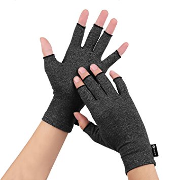 Arthritis Gloves Women Men for RSI, Carpal Tunnel, Rheumatiod, Tendonitis, Fingerless Hand Thumb Compression Gloves Small Medium Large XL for Pain Relief by Duerer (Black, Small)