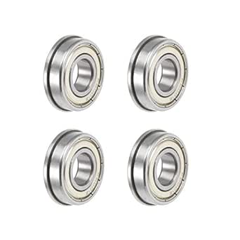 uxcell F6001ZZ Flanged Ball Bearing 12x28x8mm Shielded Chrome Steel Flange Rip Bearings 4pcs