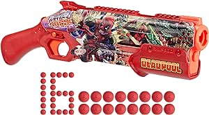 Nerf Marvel Deadpool Blaster, 16 Nerf Rival Accu-Rounds, Pump Action, Breech Load, Gifts for Teens, 14