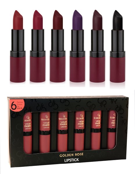 Golden Rose Velvet Matte Lipstick Dark Colors Set of 6