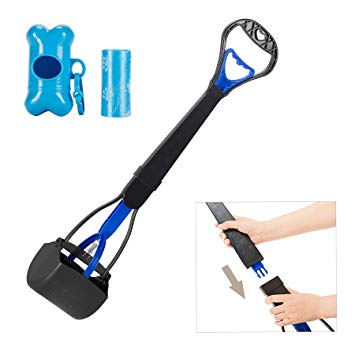 CO-Z Pet Pooper Scooper Poop Scoop Dog Sanitary Waste Pickup Removal w/Long Handle Top Paw Jaws