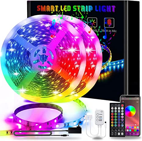 100ft LED Lights, L8star 30m Led Lights Strip for Bedroom Smart Color Changing Rope Lights SMD 5050 RGB Light Strips with Bluetooth Controller Sync to Music Apply for TV, Bedroom and Home Decoration