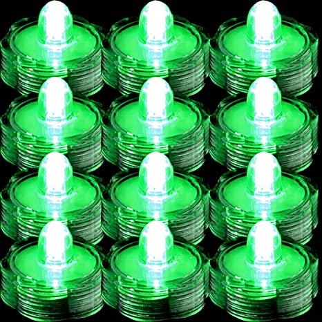 TDLTEK Waterproof Submersible Led Lights Tea Lights for Wedding, Party, Decoration (12 Pieces Green)