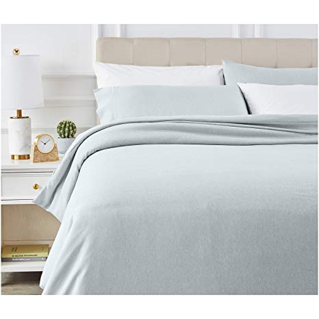 AmazonBasics Chambray Duvet Cover Bed Set - King, Cool Aqua