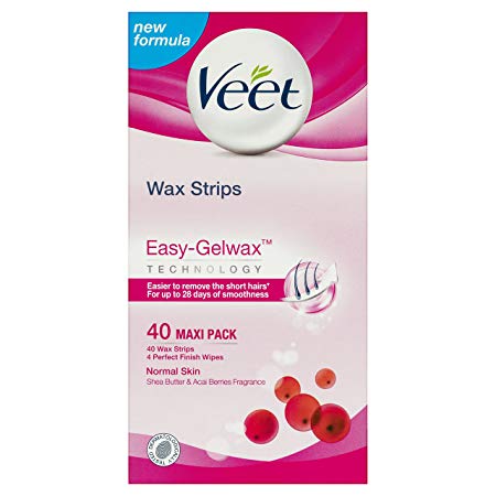 Veet Wax Strips for Normal Skin for Body and Legs, 20 Double Sided Strips, Pack of 40