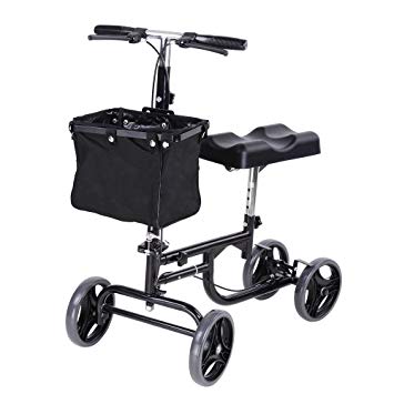 ZeHuoGe Knee Walker Scooter Foldable with Basket Adjusted Height Walking Aid Padded 3.5" Contoured Knee Platform 300LBS Capacity Rear On-Wheel Brakes US Delivery