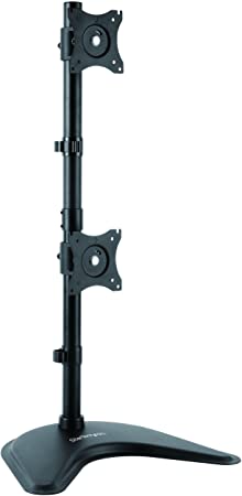 StarTech.com Vertical Dual Monitor Stand - Supports Monitors 13” to 27” - Adjustable - Computer Monitor Stand for Double Stacked VESA Monitors - Black (ARMBARDUOV)